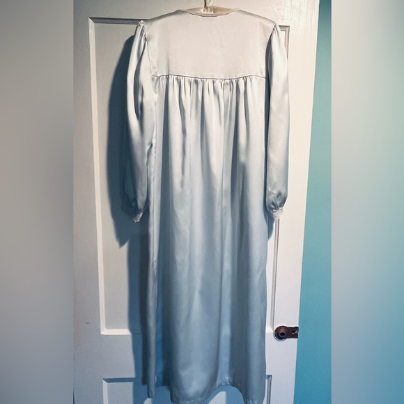 Vintage Christian Dior Ice Blue Lace Satin Nightgown Cottage Granny Core - Picture 2 of 6